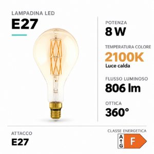 Eglo lampadina led e27 8w 2100k a sfera ambrata dimmerabile