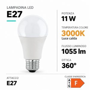 Eglo lampadina led e27 11w 3000k a goccia opalina dimmerabile
