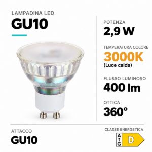 Eglo lampadina led gu10 2,9w 3000k a riflettore satinata
