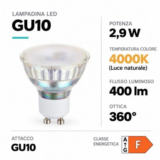 Eglo lampadina led gu10 2,9w 4000k a riflettore satinata