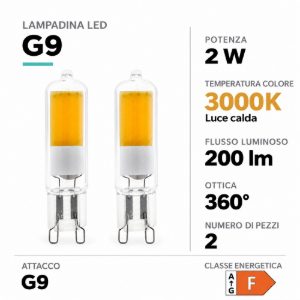 Eglo set 2 lampadine led g9 2x2w 3000k trasparenti