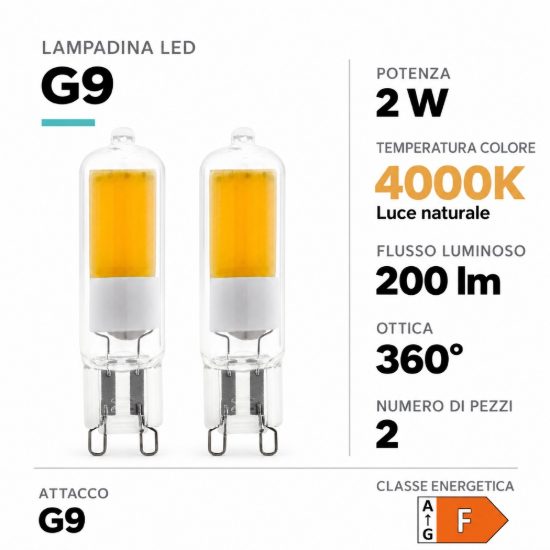 Eglo set 2 lampadine led g9 2x2w 4000k trasparenti