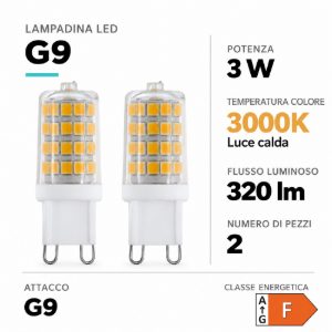 Eglo set 2 lampadine led g9 2x3w 3000k trasparenti