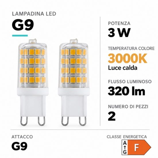 Eglo set 2 lampadine led g9 2x3w 3000k trasparenti