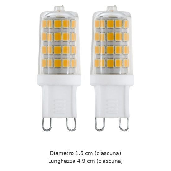 Eglo set 2 lampadine led g9 2x3w 3000k trasparenti