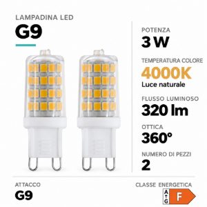 Eglo set 2 lampadine led g9 2x3w 4000k trasparenti