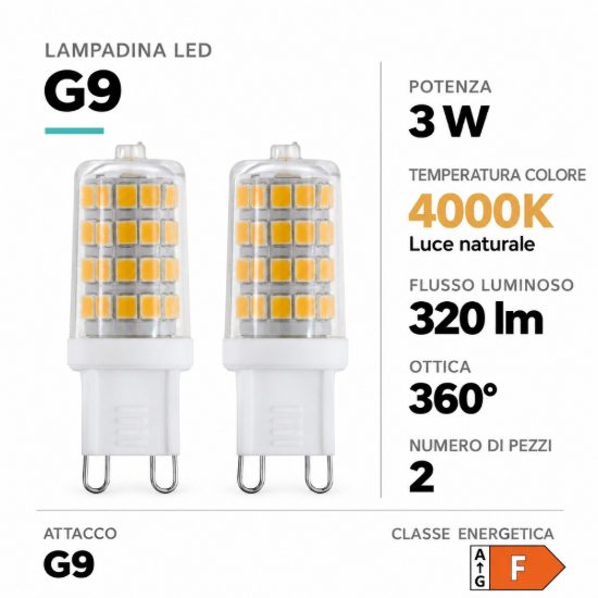 Eglo set 2 lampadine led g9 2x3w 4000k trasparenti