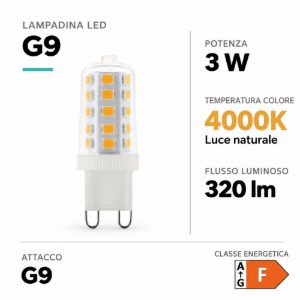 Eglo lampadina led g9 3w 4000k trasparente dimmerabile