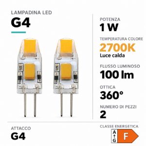 Eglo set 2 lampadine led g4 2x1w 2700k trasparenti dimmerabili 12v
