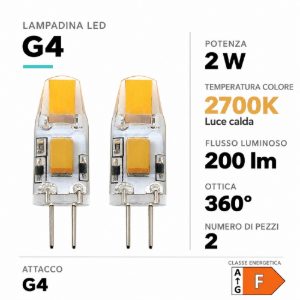 Eglo set 2 lampadine led g4 2x2w 2700k trasparenti dimmerabili 12v