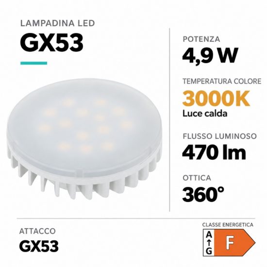 Eglo lampadina led gx53 4,9w 3000k satinata