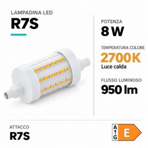 Eglo lampadina led r7s 8w 2700k 7,8cm trasparente dimmerabile