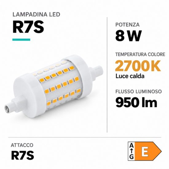 Eglo lampadina led r7s 8w 2700k 7,8cm trasparente dimmerabile
