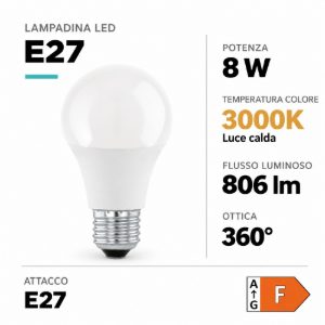 Eglo lampadina led e27 8w 3000k a goccia opalina step dimming
