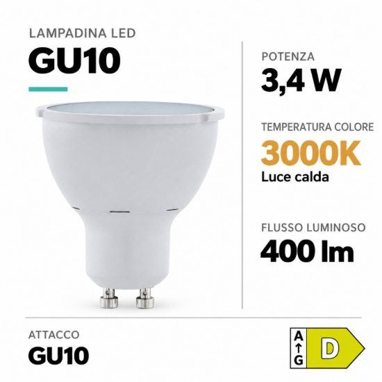 Eglo lampadina led gu10 3,4w 3000k a riflettore trasparente step dimming