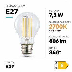 Eglo lampadina led e27 7,3w 2700k a goccia trasparente step dimming