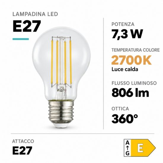 Eglo lampadina led e27 7,3w 2700k a goccia trasparente step dimming