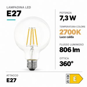 Eglo lampadina led e27 7,3w 2700k a globo trasparente step dimming