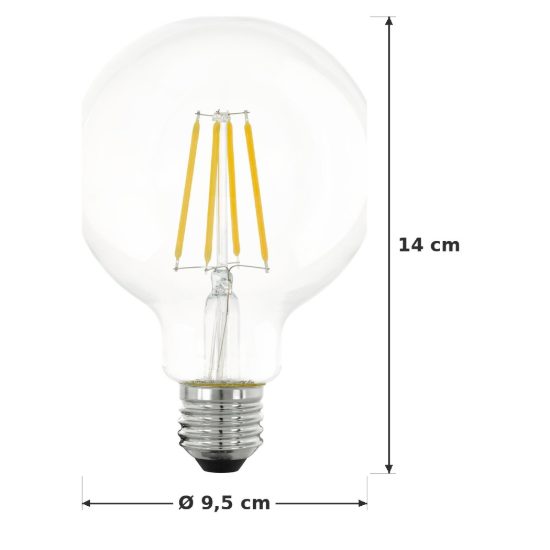 Eglo lampadina led e27 7,3w 2700k a globo trasparente step dimming