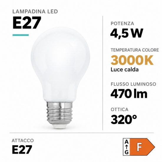 Eglo lampadina led e27 4,5w 3000k a goccia opalina da esterno