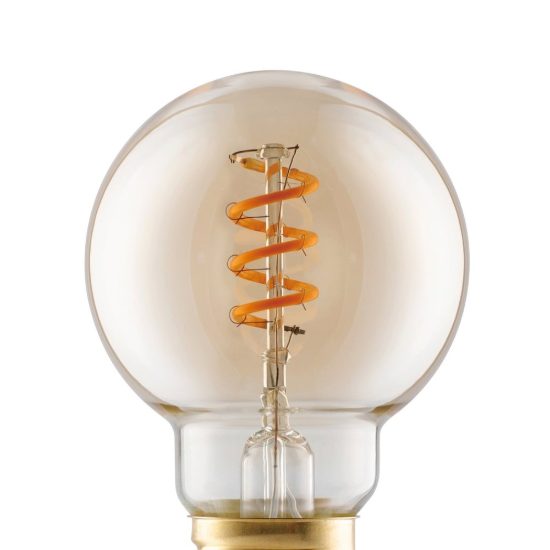 Eglo lampadina led e27 4w 2000k a globo ambrata 6cm con filamento a spirale dimmerabile