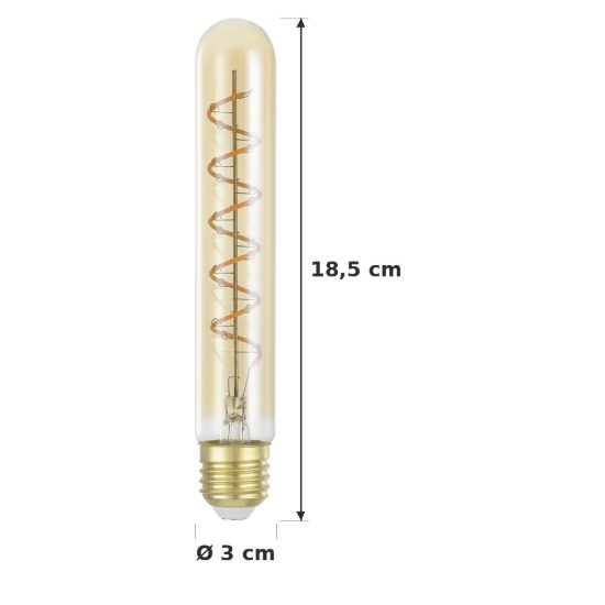 Eglo lampadina led e27 4w 1600k tubolare ambrata con filamento a spirale