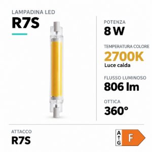 Eglo lampadina led r7s 8w 2700k 11,8cm trasparente dimmerabile