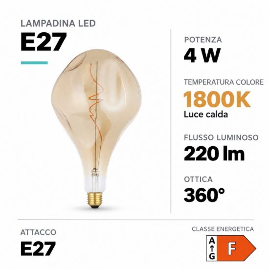 Eglo lampadina led e27 4w 1800k ambrata