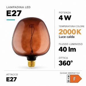 Eglo lampadina led e27 4w 2000k a globo color cognac 19cm dimmerabile