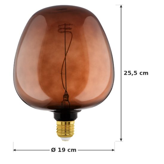 Eglo lampadina led e27 4w 2000k a globo color cognac 19cm dimmerabile