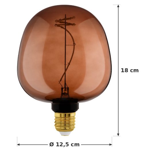 Eglo lampadina led e27 4w 2000k a globo color cognac 12,5cm dimmerabile