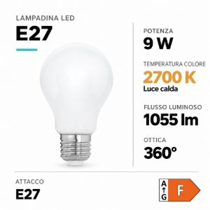 Eglo lampadina led e27 9w 2700k a goccia opalina dimmerabile