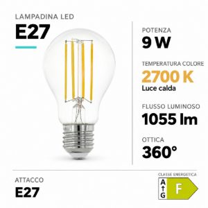 Eglo lampadina led e27 9w 2700k a goccia trasparente a filamento dimmerabile