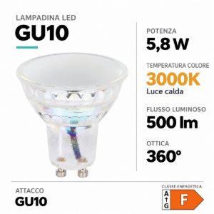 Eglo lampadina led gu10 5,8w 3000k a riflettore satinata dimmerabile