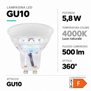 Eglo lampadina led gu10 5,8w 4000k a riflettore satinata dimmerabile