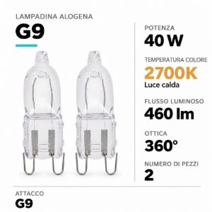 Eglo set 2 lampadine alogene g9 2x40w 2700k trasparenti