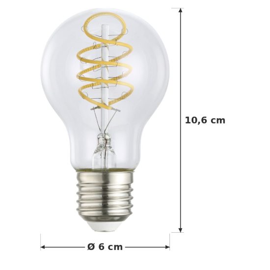 Eglo lampadina led e27 7,3w 2700k a goccia trasparente con filamento a spirale