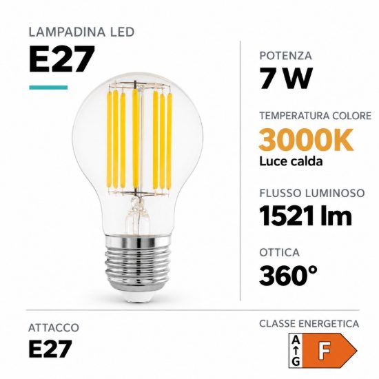 Eglo lampadina led e27 7w 3000k a goccia trasparente