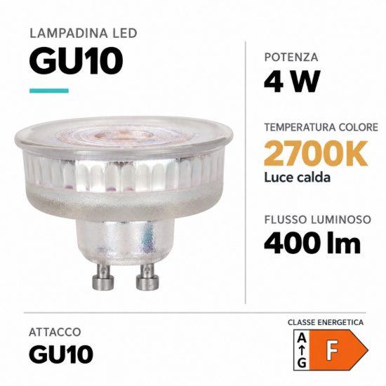 Eglo lampadina led gu10 4w 2700k a riflettore trasparente