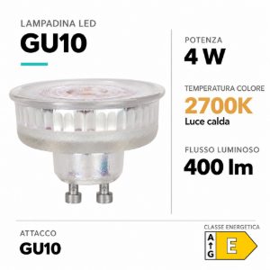 Eglo lampadina led gu10 4w 2700k a riflettore trasparente dimmerabile