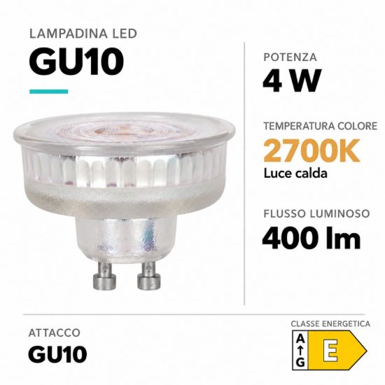 Eglo lampadina led gu10 4w 2700k a riflettore trasparente dimmerabile