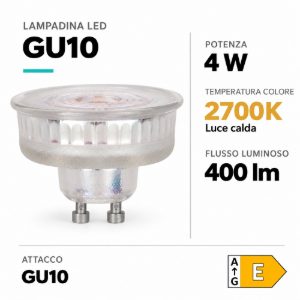 Eglo lampadina led gu10 4w 2700k a riflettore trasparente step dimming