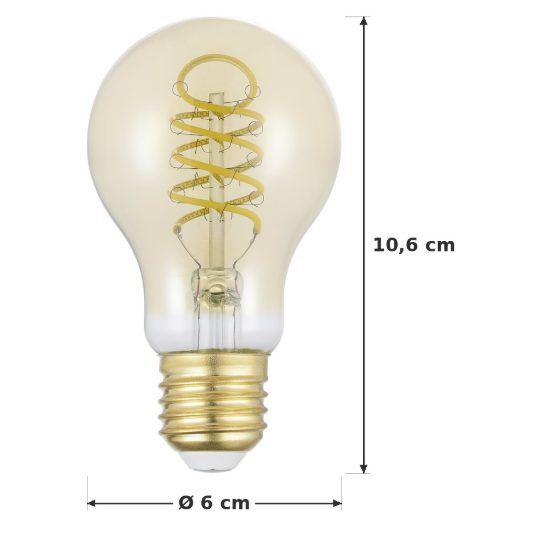 Eglo lampadina led e27 8w 2700k a goccia ambrata con filamento a spirale dimmerabile