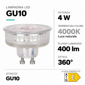 Eglo lampadina led gu10 4w 4000k a riflettore trasparente dimmerabile