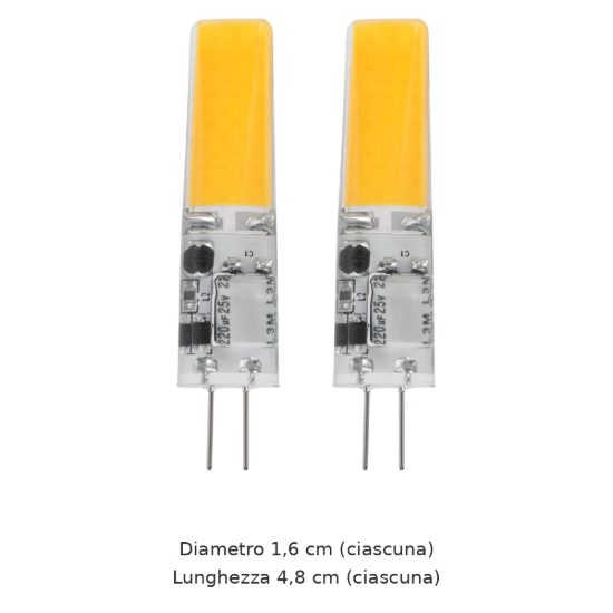 Eglo set 2 lampadine led g4 2x3w 2700k trasparenti dimmerabili 12v