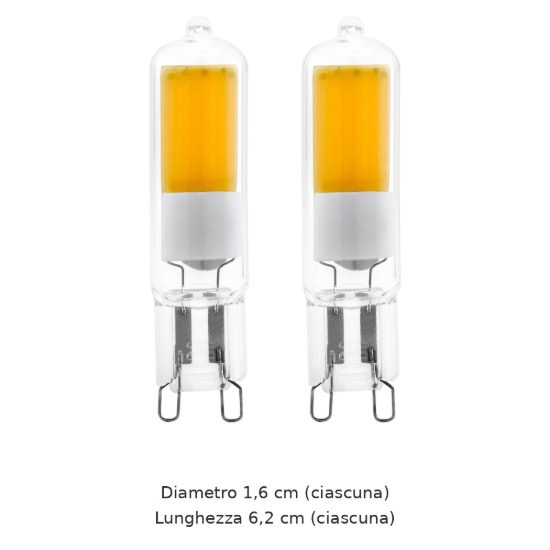 Eglo set 2 lampadine led g9 2x4,2w 2700k trasparenti dimmerabili