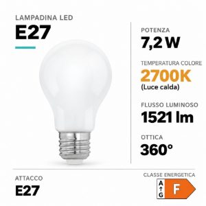 Eglo lampadina led e27 7,2w 2700k a goccia opalina