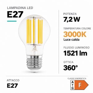 Eglo lampadina led e27 7,2w 3000k a goccia trasparente dimmerabile