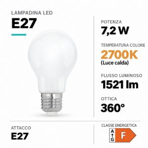 Eglo lampadina led e27 7,2w 2700k a goccia opalina dimmerabile