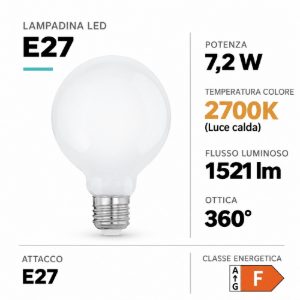 Eglo lampadina led e27 7,2w 2700k a globo opalina dimmerabile